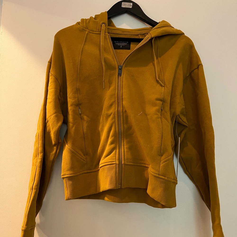 Athleta zip-up hoodie, ochre S/P